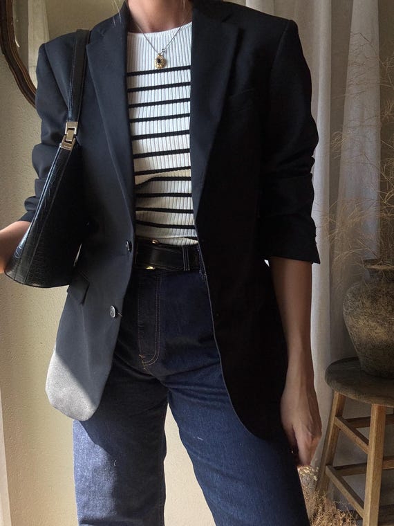 Preloved Black Wool Blend Structured Oversized Bo… - image 8