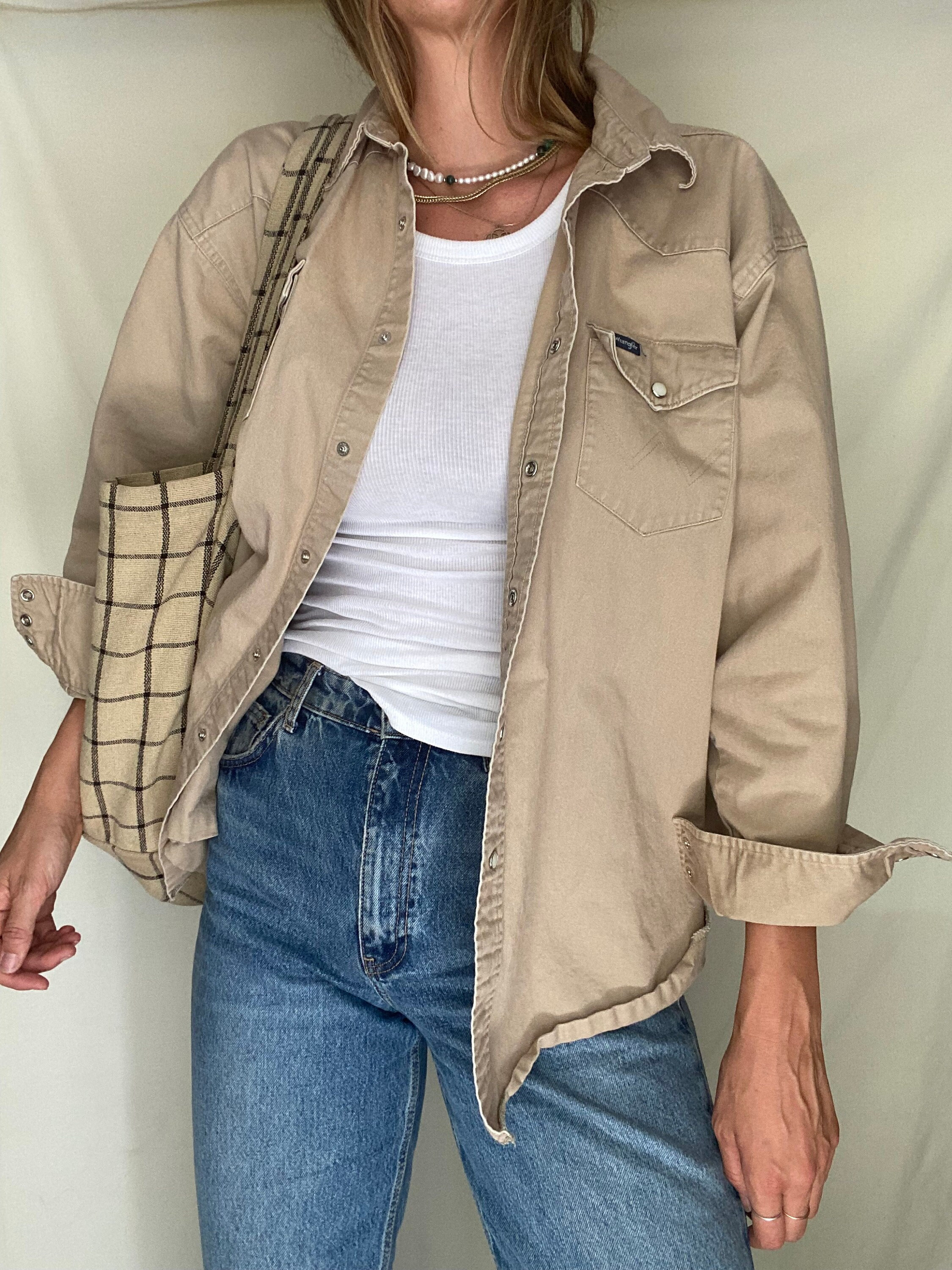 beige jean jacket