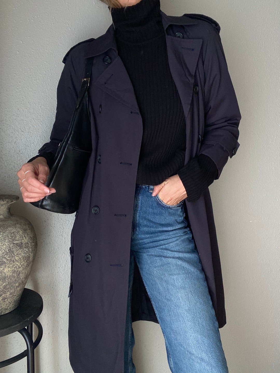 Vivo Basic Trench Coat - Navy Blue