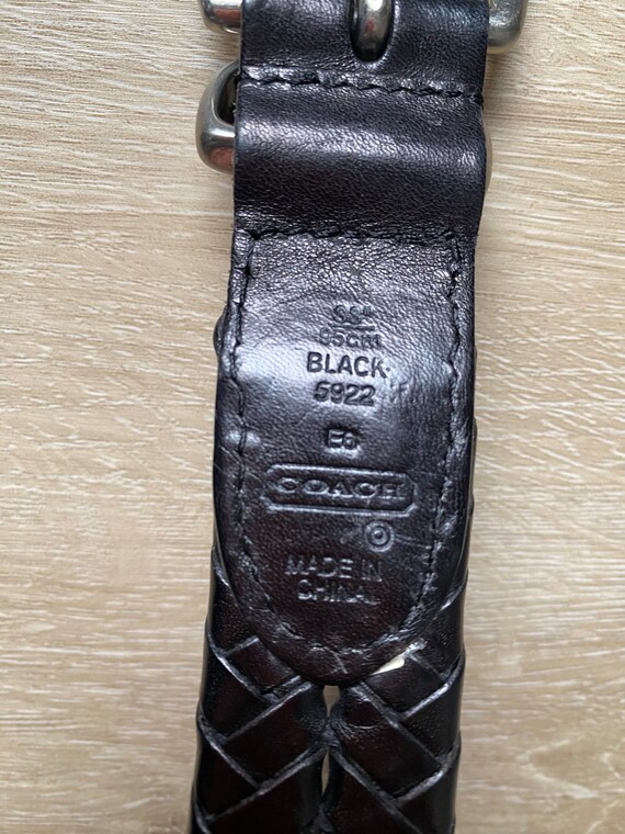 Vintage Coach Black Leather Belt with Braided Det… - image 8