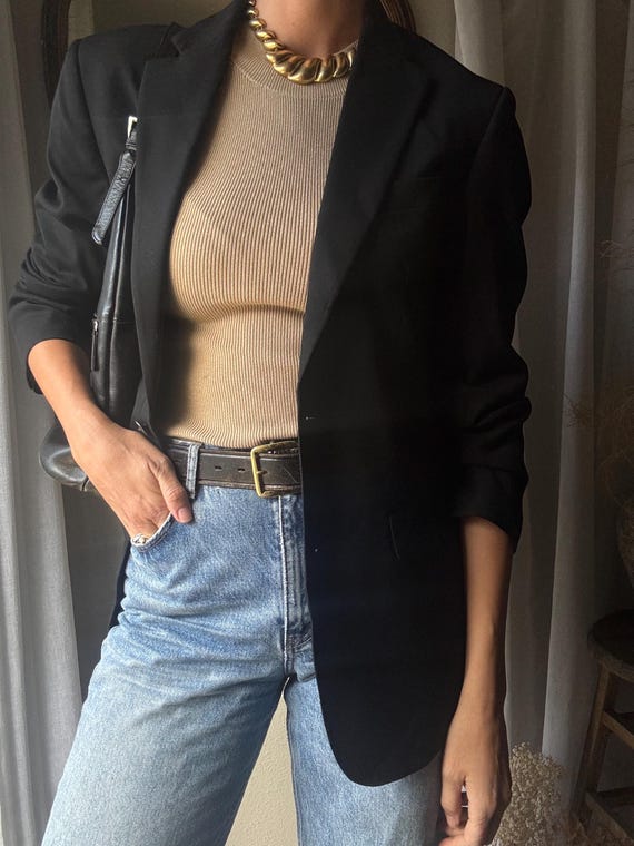 Preloved Black Wool Blend Structured Oversized Bo… - image 6