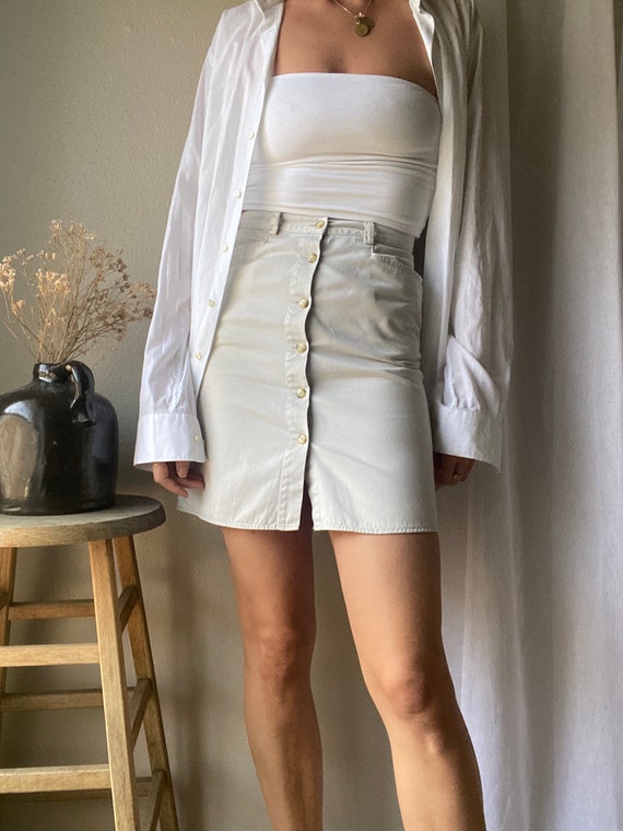 Vintage 90s Beige Cotton Mini Skirt