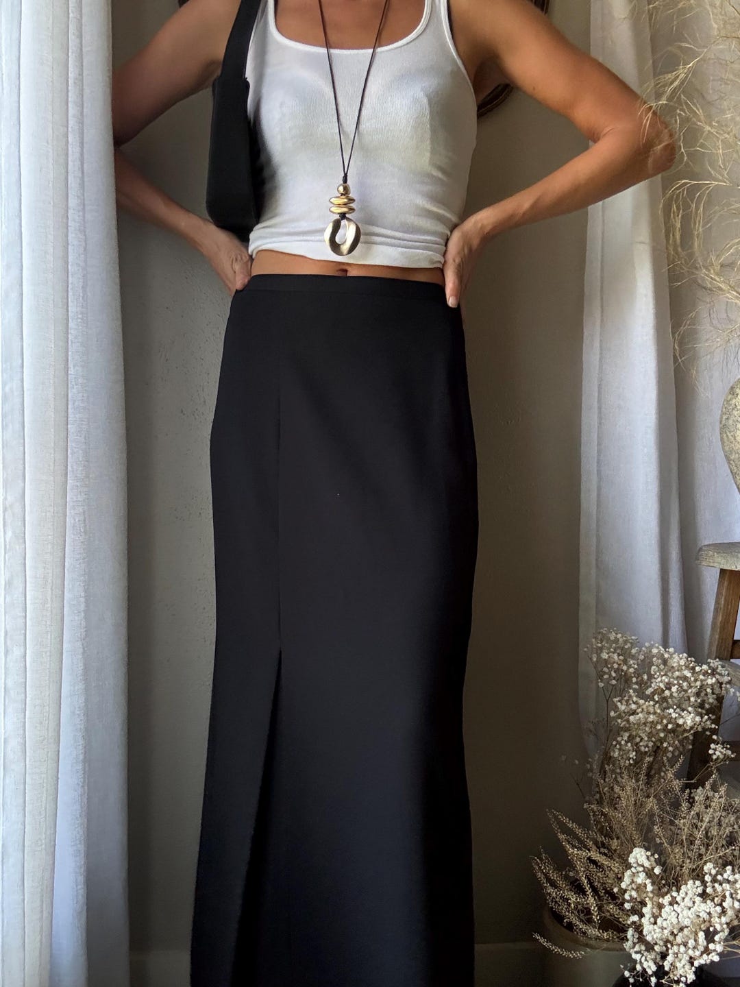 classic-vintage-black-long-maxi-skirt-tall-etsy