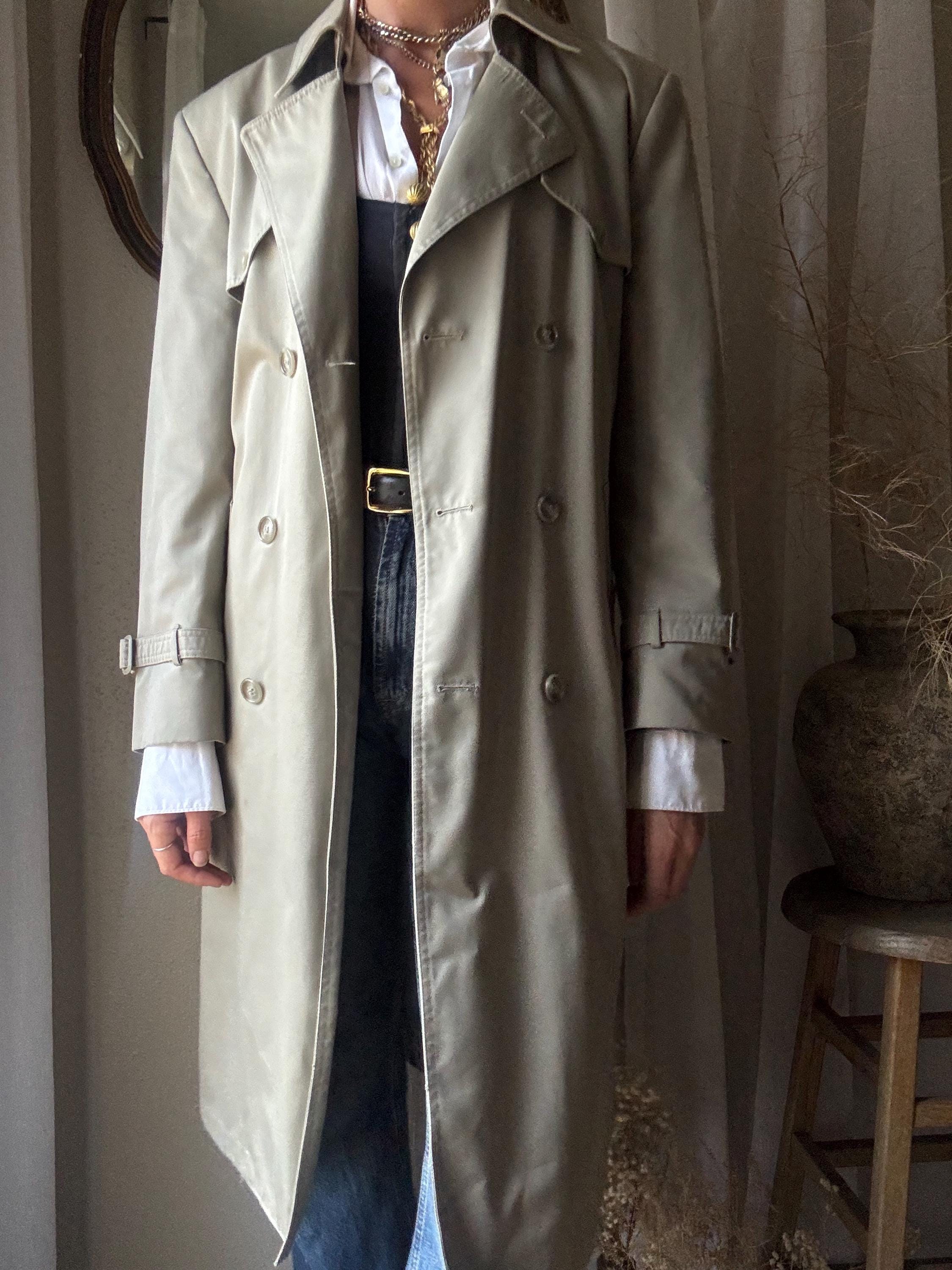 Vintage London Fog Oversized Classic Grey Green Beige Cotton Blend