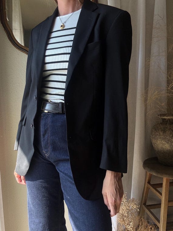 Preloved Black Wool Blend Structured Oversized Bo… - image 10