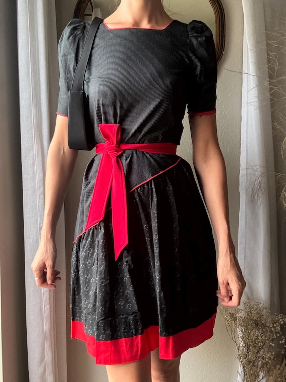 asymmetrical trim puff sleeve dress Harleen Mini Dress