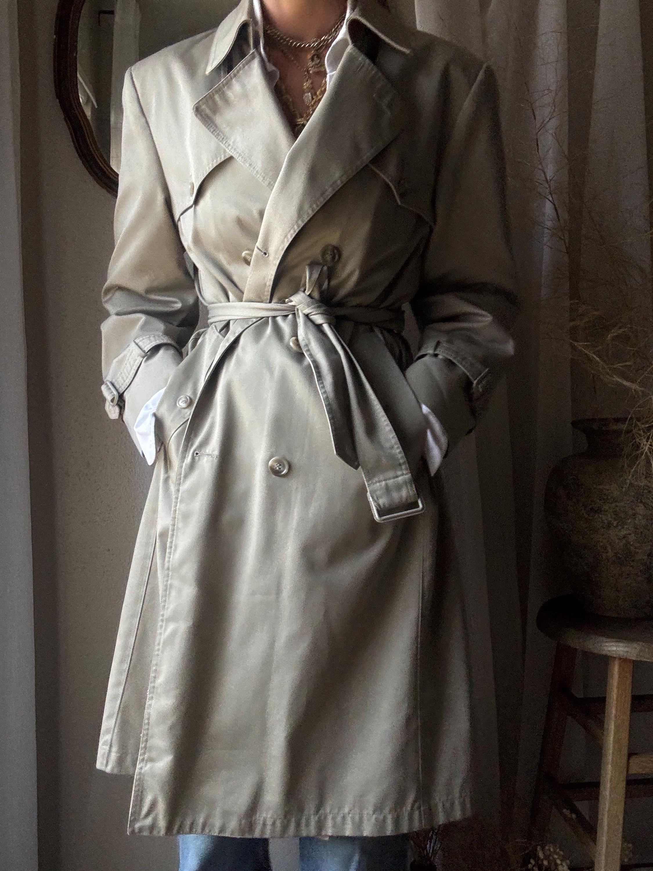 Vintage London Fog Oversized Classic Grey Green Beige Cotton Blend