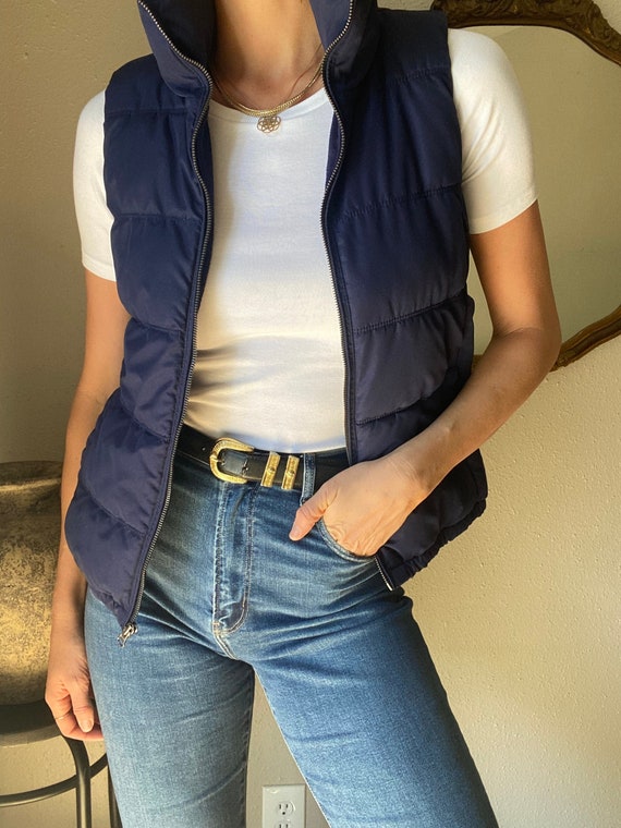 Vintage Navy Blue Puffer Vest