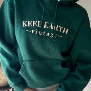 Upcycled Vintage Forest Green Oversized Hoodie Sweatshirt Light Gold ...
