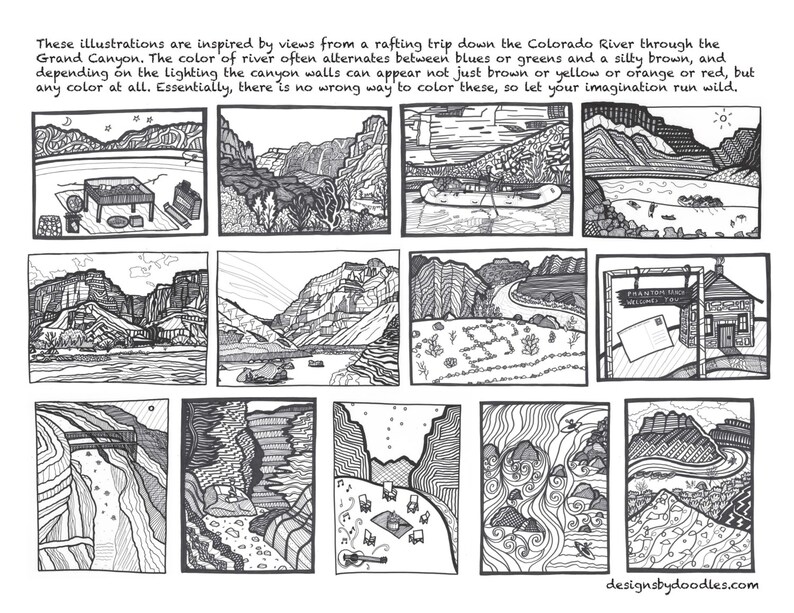 Grand Canyon Coloring Book Pages - Etsy