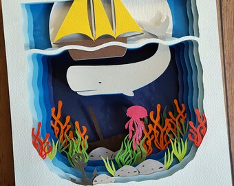 Under The Sea 3D Shadow Box Papercutting Template DIY Cut Your Own Layered Paper Craft Printable PDF With Step By Tutorial Under The Sea 3D Shadow Box Papercutting Template DIY Cut Your Own Layered Paper Craft Printable PDF With Step By Tutorial