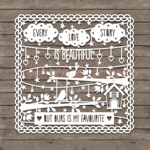 Love Story Every Love Story is Beautiful Printable DIY PDF Papercutting Template for Personal ...