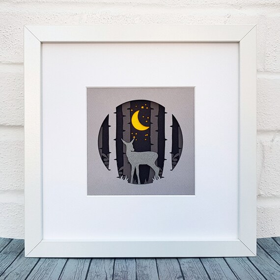 Download Midnight Deer Cut Your Own Diy Layered 3d Shadow Box Etsy