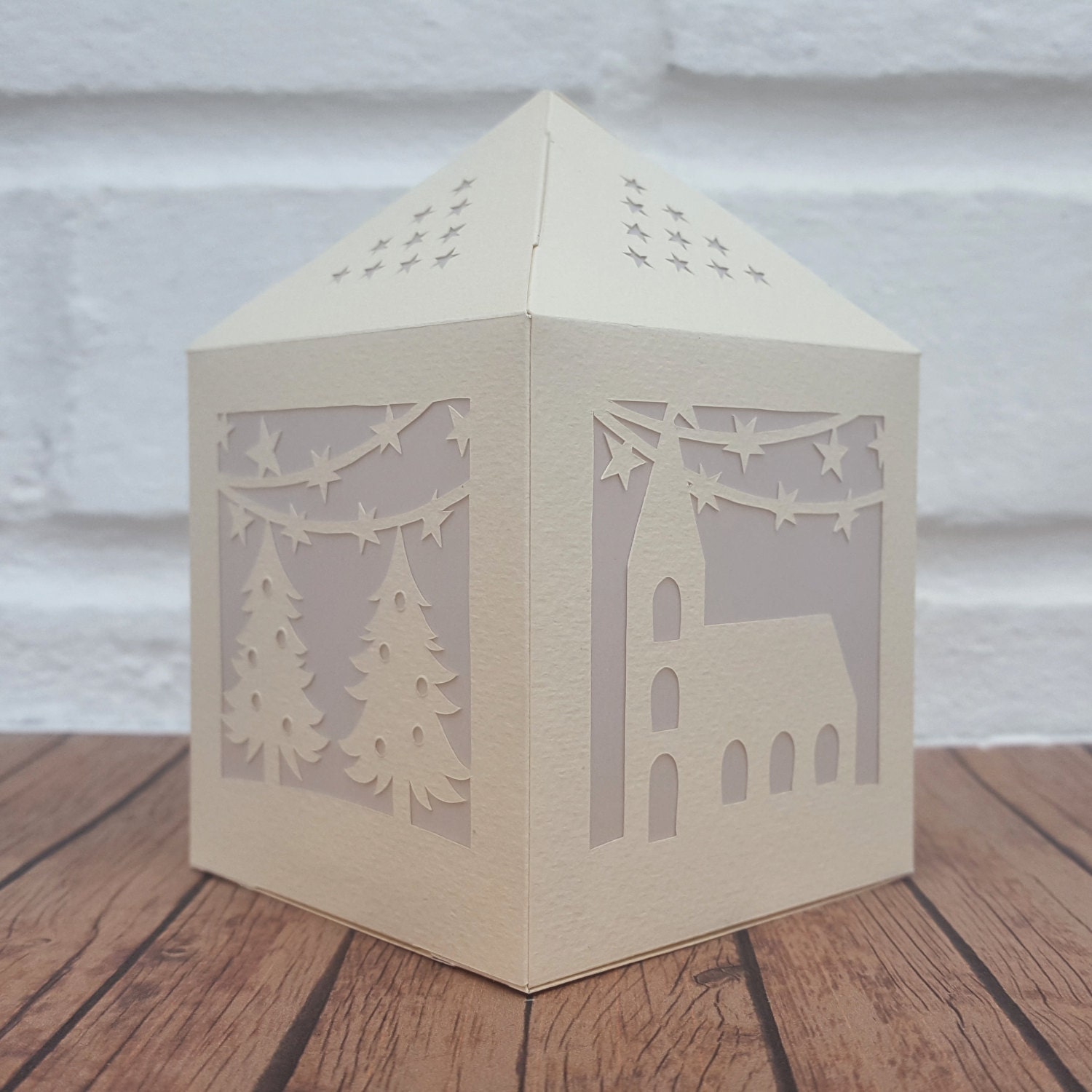 Christmas Scene Paper Lantern Template Cut Your Own Printable - Etsy