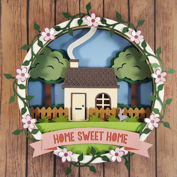 Home Sweet Home Cut Your Own DIY Layered 3D Shadow Box Papercutting Template Printable PDF With Step-by-Step Tutorial