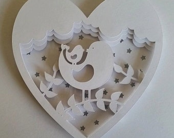 Mummy & Baby Bird DIY 3D Shadow Box Layered Papercut Template Printable PDF With Step-by-Step Tutorial - Beginner