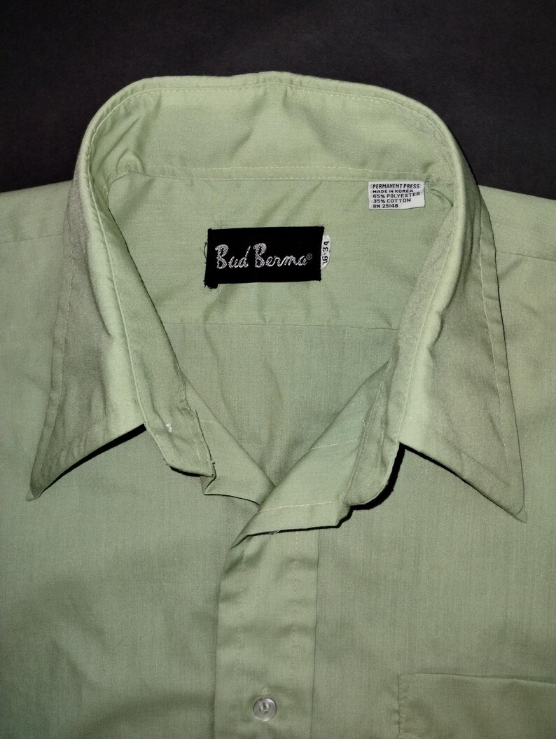 Bud Berma Check Pattern Long Sleeve Box Shirt Made in Japan Men's XL cotton green type Vintage Second Hand main image 0
