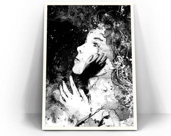 Don't Worry Mom, Comforting Art, Acrylic Painting, Emotional Art Print, Sad Art, Lost Girl, Contemporary Art, Black Art, Wall Art, Sad Girl