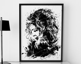 I'm Fine, Printable Art, Art Download, Anger, Girl Shouting, Crying Girl, Emotional Art, Girl Figure, Modern Home Décor, Black And White Art