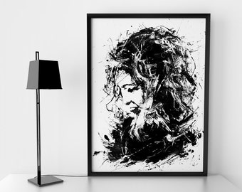 I'm Fine, Sad Girl, Art Print, Anger, Girl Shouting, Crying Girl, Emotional Art, Girl Figure, Modern Home Decor, Wall Art, Black And White