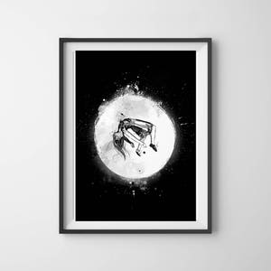 It&#39;s a long way up, Black and White Art, Acrylic Painting, Giclee Print, Minimalist Art, Contemporary Art, Black Art, Wall Art, Moon Art