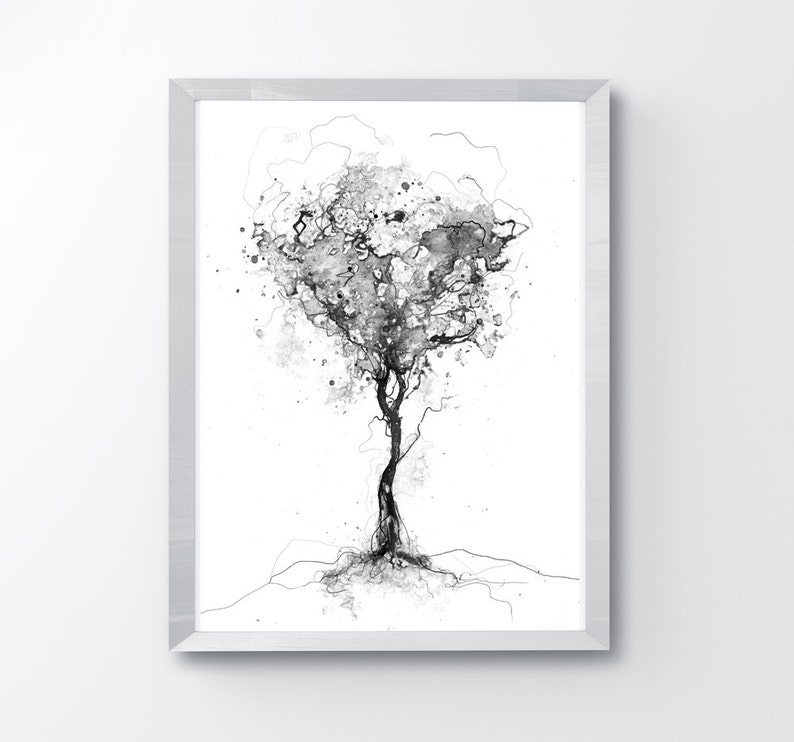 Tree Black and White Print Minimalist Nature Art Tree Art Etsy UK