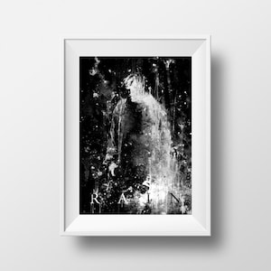 Rain, Black And White Art, Night Rain, Rain Art, Rain Lover, Rainy Days, Art Print, Wall Art, Contemporary Art, Rain Cloud Wall Prints, Word