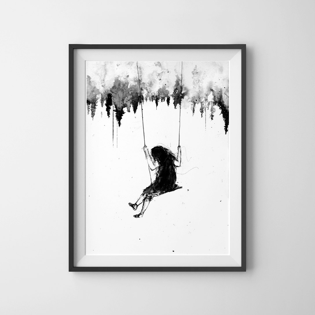 Playground Girl Swinging Girls Wall Art Girl on Swing Etsy