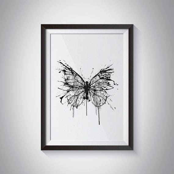 Broken Butterfly Butterfly Art Ink Drawing Butterfly Wall Etsy