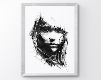 Negative Space, Black and White Art, Girl Face, Minimalism