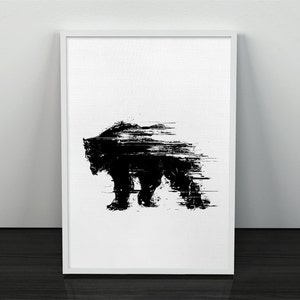 Black Bear Art Print: Minimalist Animal Wall Decor (Digital Download)