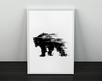 Black Bear, Bear Print, Instant Download, Animal Printable, Printable Art, Print Your Self, Black And White Art, Animal Art, Minimalist Art