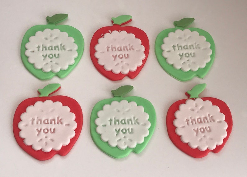 Teacher Thank You Apples Edible Cake Topper Sugar Fondant Etsy