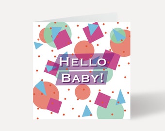 Hello baby card, pregnancy announcement card, baby boy or girl card, newborn card, new arrival baby card uk, birth card for new parents