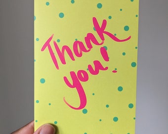 Thank you card | Lime green polka dot playful card | Say thanks, appreciation, gratitude and supportive card