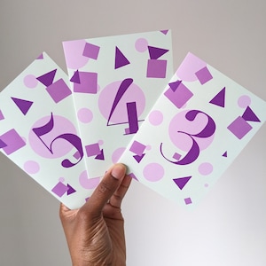 1st, 2nd, 3rd, 4th, 5th birthday milestone cards Purple Girls birthday card Age 1,2,3,4,5 cards Children's kids birthday card image 1