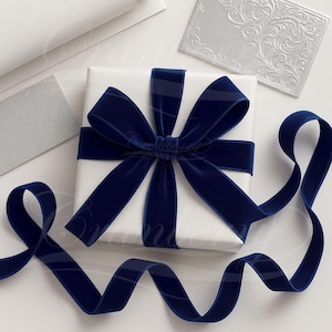 38mm Navy Blue Velvet Ribbon 1.5 inch Wide One Sided Ribbon for Crafts, Gift Wrapping, Bows, Weddings, Sewing, Floral Arrangements