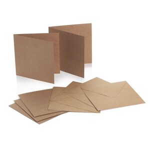 Cartes vierges kraft 5 x 5 et enveloppes kraft 5 x 5 - Cartes pliées 280 g
