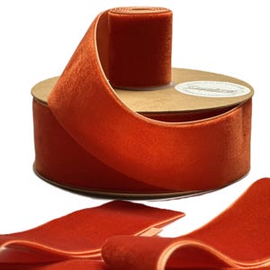 Burnt Orange Velvet Ribbon 38mm Width. Perfect for Gift Wrapping, Christmas, Birthdays, Arts and Crafts, Decor