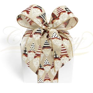 Christmas Ribbon Concealed Wired Edge with Nordic Santa - Holiday Crafts, Gift Wrapping, Floristry, Bows Available in 1.5 and 2.5 inch width