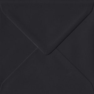 6 "x 6" schwarze Umschläge 155 mm x 155 mm quadratisch Gummiet. Perfekt für Grußkarten, Hochzeitspapeterie, Weihnachten, Gutscheine, Einladungen