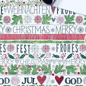 2 rollos de papel para envolver regalos de Navidad, 2 metros por rollo, colores tradicionales, deseos navideños