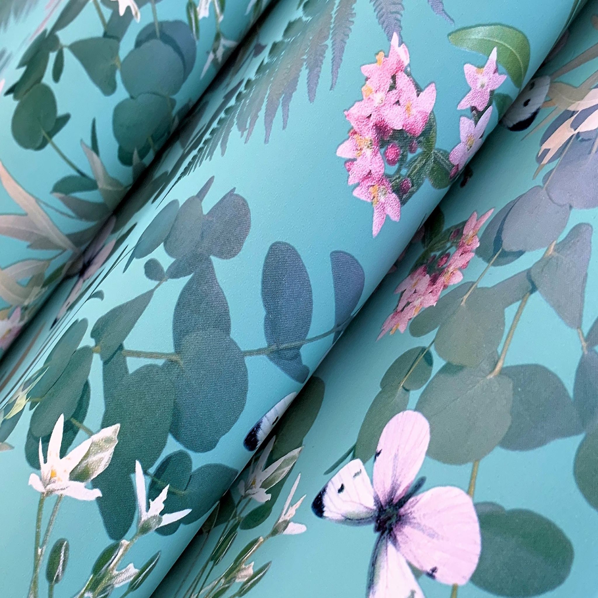 Light Blue Floral Gift Wrapping Paper Sheets 700mm x 500mm Etsy