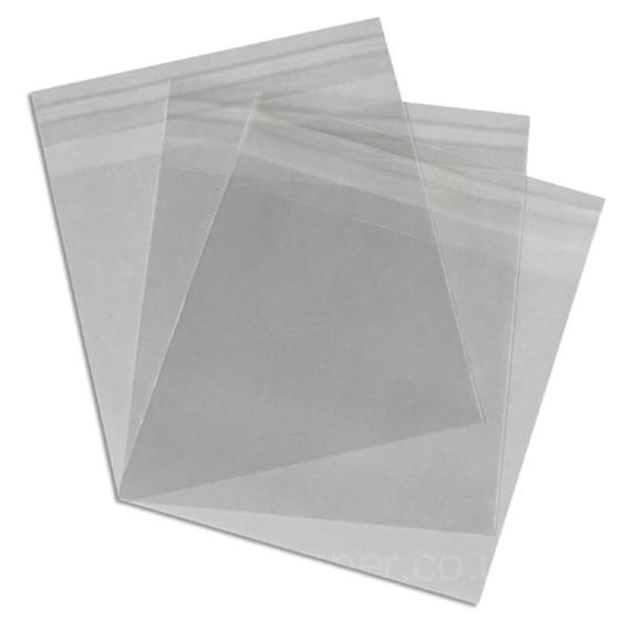 5x5 Cellophane Card Display Bags Clear Sleeves Self Seal Strip 