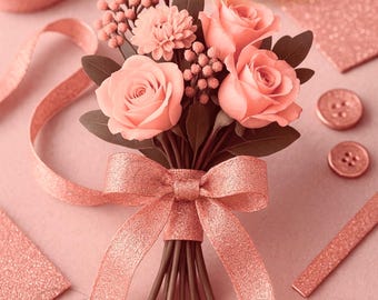 Rose Gold Lamé Ribbon, Metallic Fabric, 40mm Wide