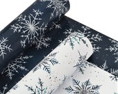 Christmas Gift Roll Wrap 4 Metres Tom Smith Frosted Twilight Blue White Snowflakes