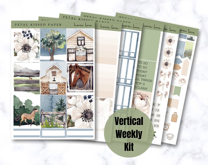 Horse Themed Planner Stickers. Weekly Kit Sized for Vertical Planners ...