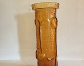 Blenko Style Textured Amber Glass Vase