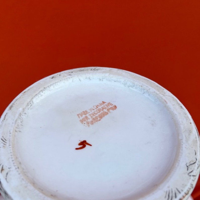 Lidded Imari Ginger Jar Vase in Black and Orange Flowers Etsy