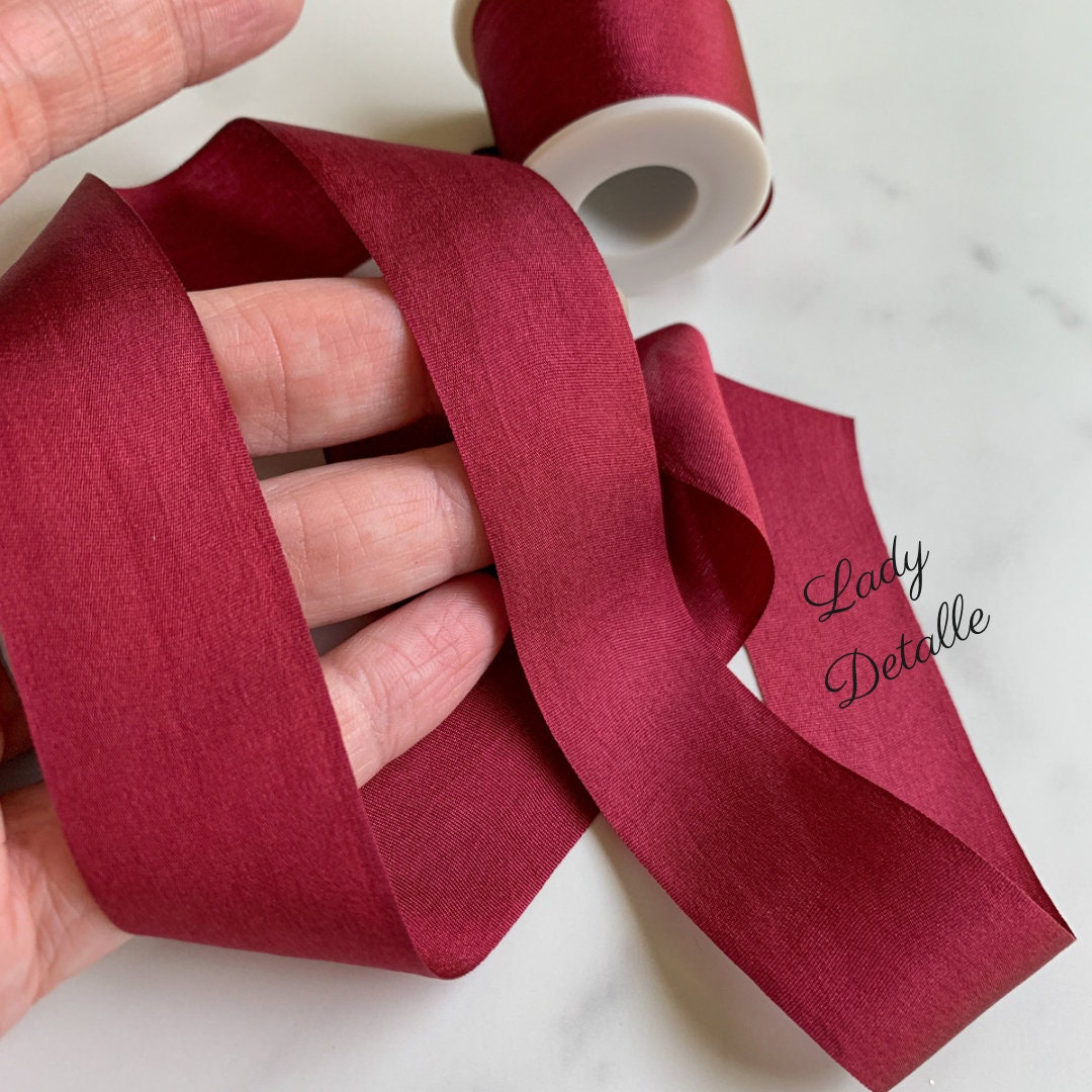 2.5 inch Sheer Burgundy Ribbon with Matching Wired Edges - 5 Yards –  Perpetual Ribbons